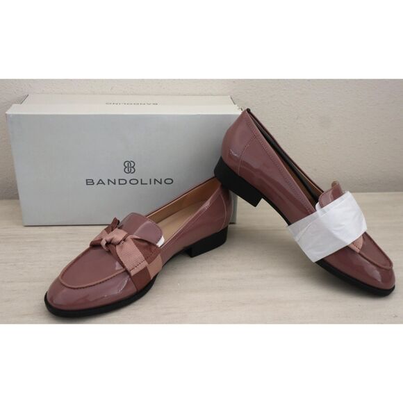 Bandolino Women's Sz 9M Pink/Mauve Patent Lindio Bow Slip-On Tailored Loafers - Picture 1 of 12